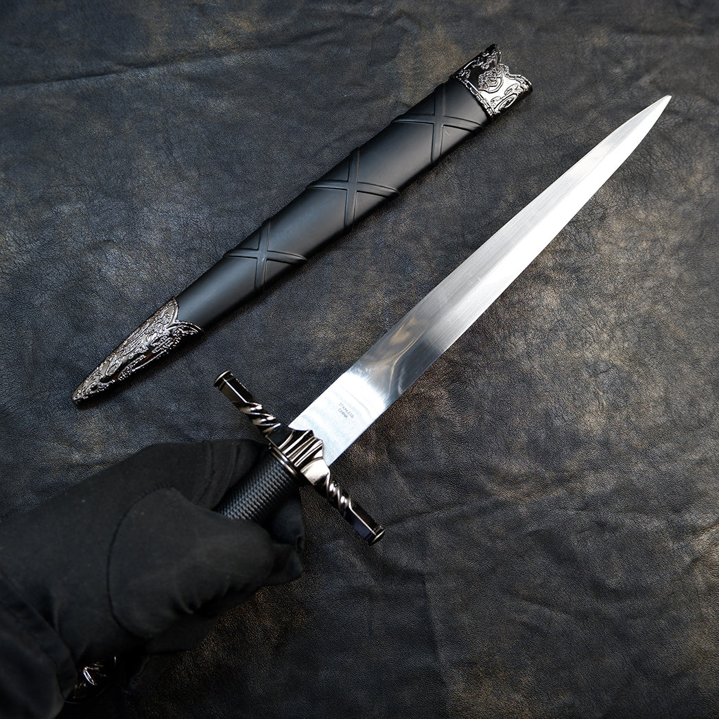The Witcher 3 Geralt Steel Sword 22cm Metal Replica with Scabbard & Stand – Zinc Alloy Wolf Medallion Pommel Collectible