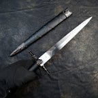 The Witcher 3 Geralt Steel Sword 22cm Metal Replica with Scabbard & Stand – Zinc Alloy Wolf Medallion Pommel Collectible