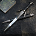 The Witcher 3 Geralt Silver Sword 22cm Metal Replica with Scabbard – Zinc Alloy Wolf School Twin Wolf Pommel Collectible