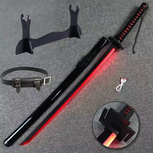 Bleach 103cm LED Glowing Katana 360° Spinning Rechargeable – Metal Display Collectible