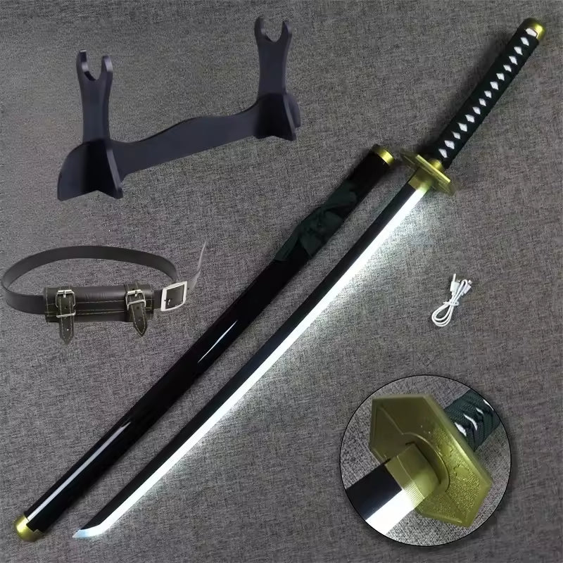 Bleach 103cm LED Glowing Katana 360° Spinning Rechargeable – Metal Display Collectible