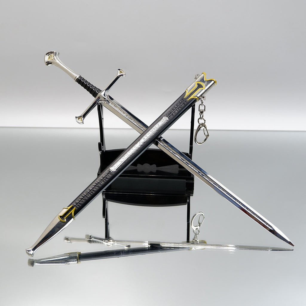 30cm Metal Narsil Sword, Anduril Flame of the West Full Metal Mini Sword with Scabbard, Collectible Gift for Tolkien Fan, Gaming Room Decor
