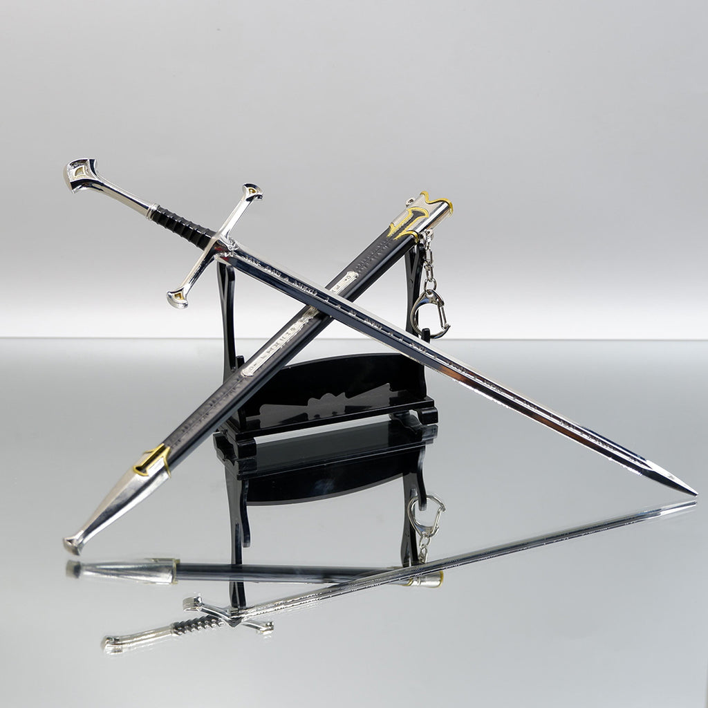 30cm Metal Narsil Sword, Anduril Flame of the West Full Metal Mini Sword with Scabbard, Collectible Gift for Tolkien Fan, Gaming Room Decor