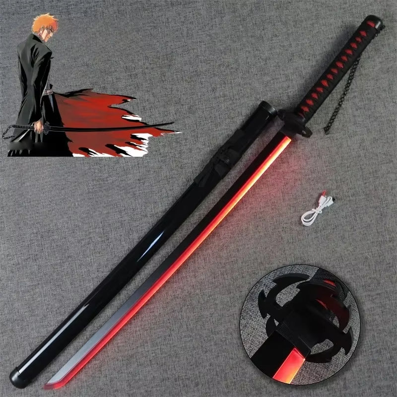 Bleach 103cm LED Glowing Katana 360° Spinning Rechargeable – Metal Display Collectible
