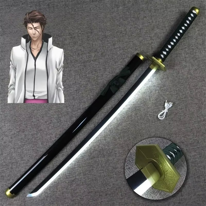 Bleach 103cm LED Glowing Katana 360° Spinning Rechargeable – Metal Display Collectible