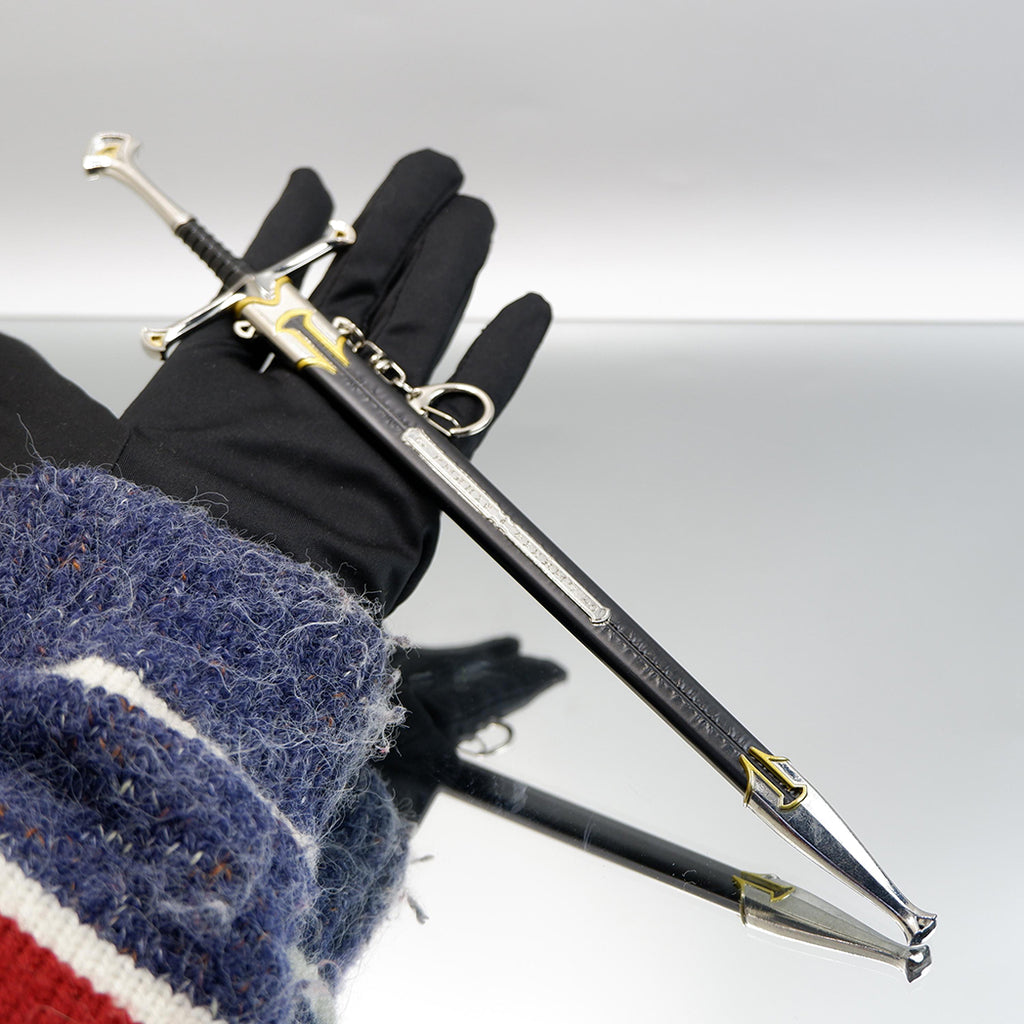 30cm Metal Narsil Sword, Anduril Flame of the West Full Metal Mini Sword with Scabbard, Collectible Gift for Tolkien Fan, Gaming Room Decor