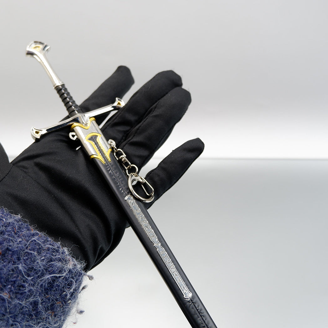 30cm Metal Narsil Sword, Anduril Flame of the West Full Metal Mini Sword with Scabbard, Collectible Gift for Tolkien Fan, Gaming Room Decor