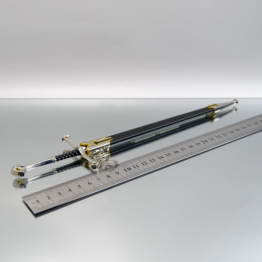 30cm Metal Narsil Sword, Anduril Flame of the West Full Metal Mini Sword with Scabbard, Collectible Gift for Tolkien Fan, Gaming Room Decor